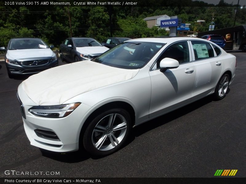 Crystal White Pearl Metallic / Amber 2018 Volvo S90 T5 AWD Momentum