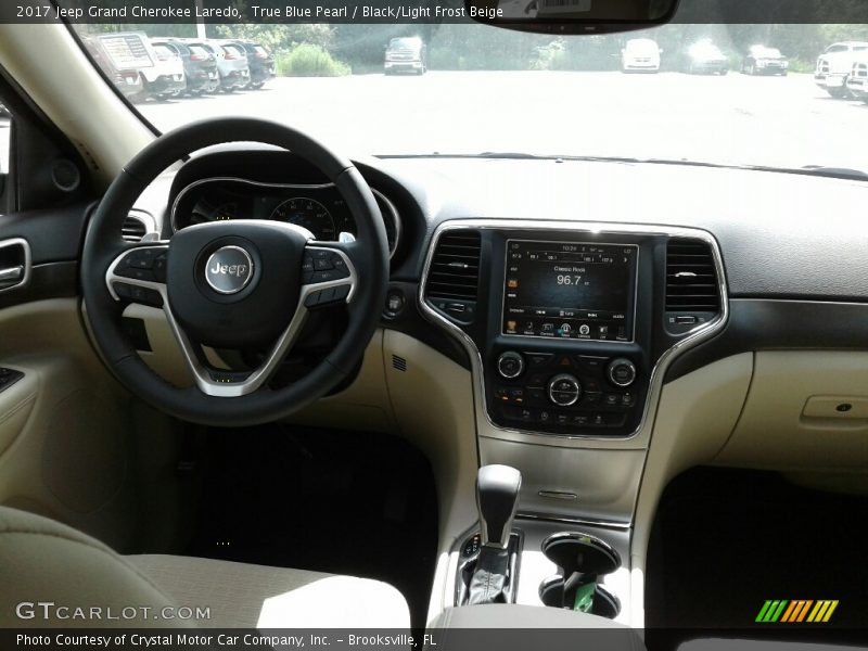 True Blue Pearl / Black/Light Frost Beige 2017 Jeep Grand Cherokee Laredo