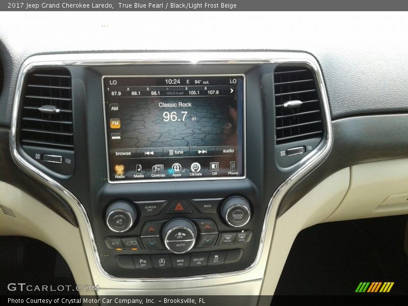True Blue Pearl / Black/Light Frost Beige 2017 Jeep Grand Cherokee Laredo