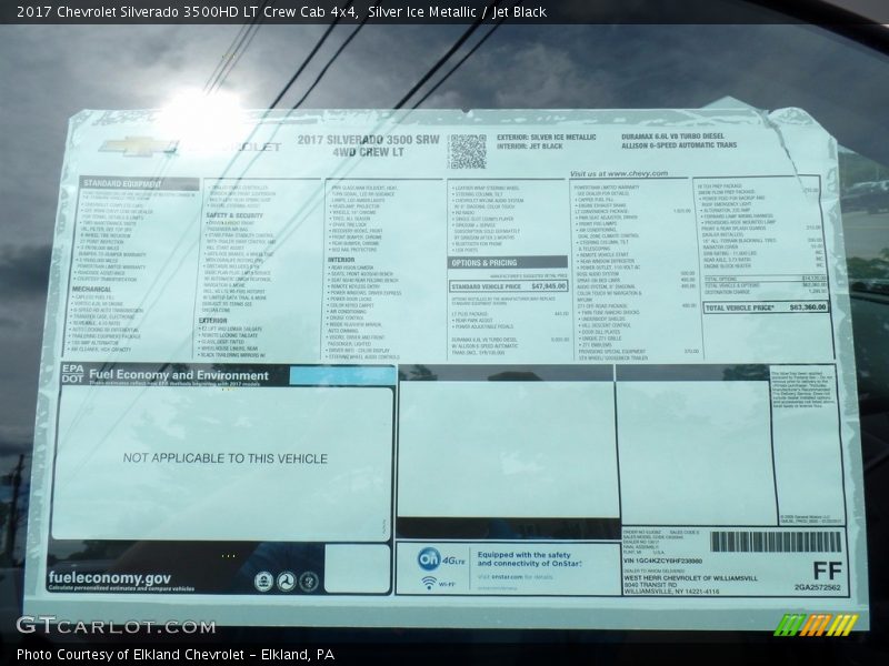 Silver Ice Metallic / Jet Black 2017 Chevrolet Silverado 3500HD LT Crew Cab 4x4
