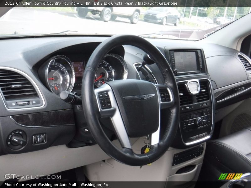 Brilliant Black Crystal Pearl / Black/Light Graystone 2012 Chrysler Town & Country Touring - L