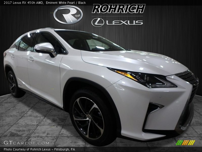 Eminent White Pearl / Black 2017 Lexus RX 450h AWD