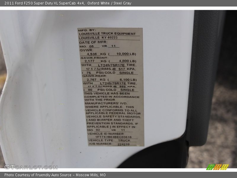 Oxford White / Steel Gray 2011 Ford F250 Super Duty XL SuperCab 4x4