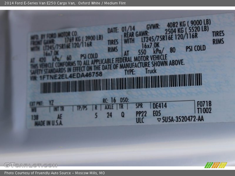 Oxford White / Medium Flint 2014 Ford E-Series Van E250 Cargo Van