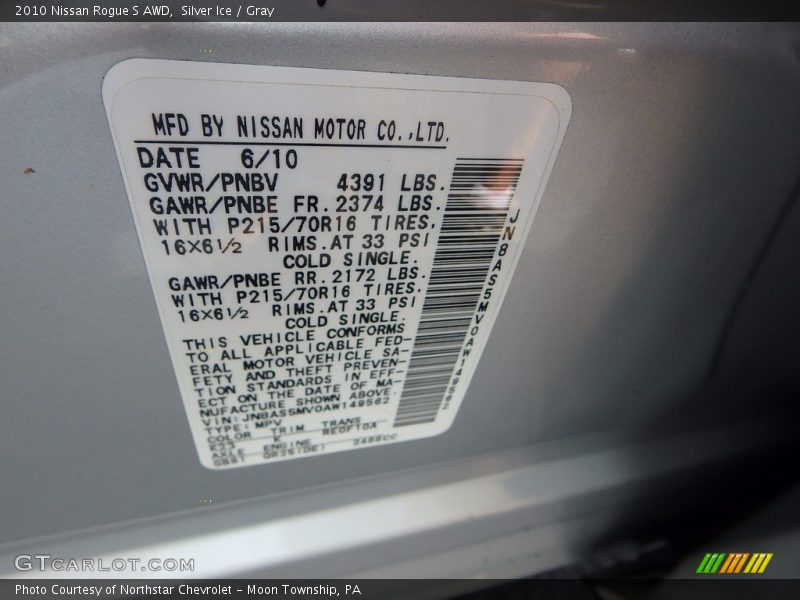 Silver Ice / Gray 2010 Nissan Rogue S AWD
