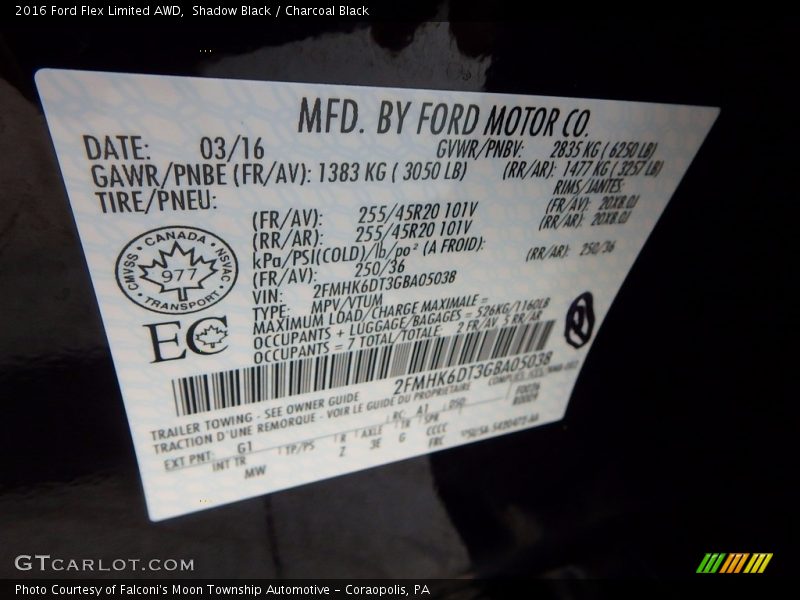 Shadow Black / Charcoal Black 2016 Ford Flex Limited AWD