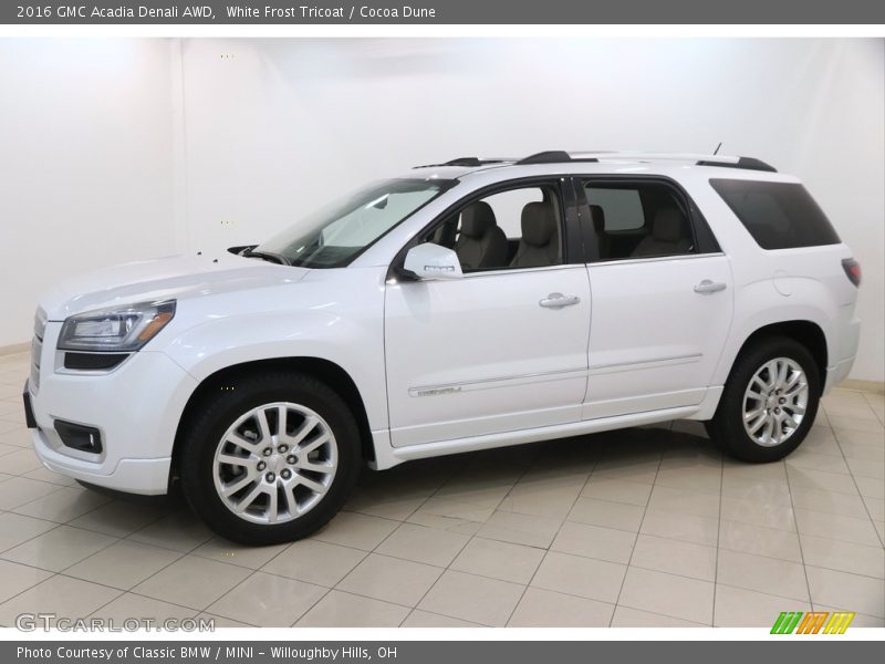White Frost Tricoat / Cocoa Dune 2016 GMC Acadia Denali AWD