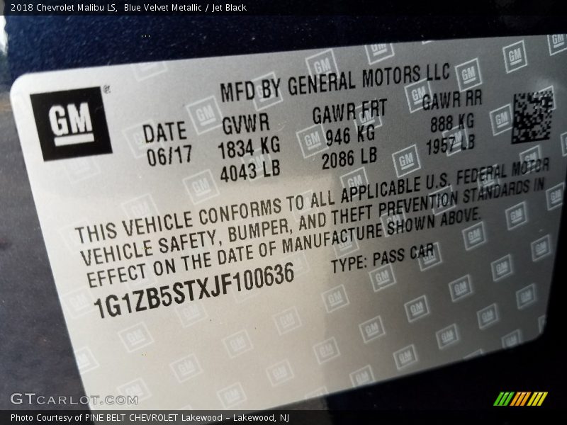 Blue Velvet Metallic / Jet Black 2018 Chevrolet Malibu LS