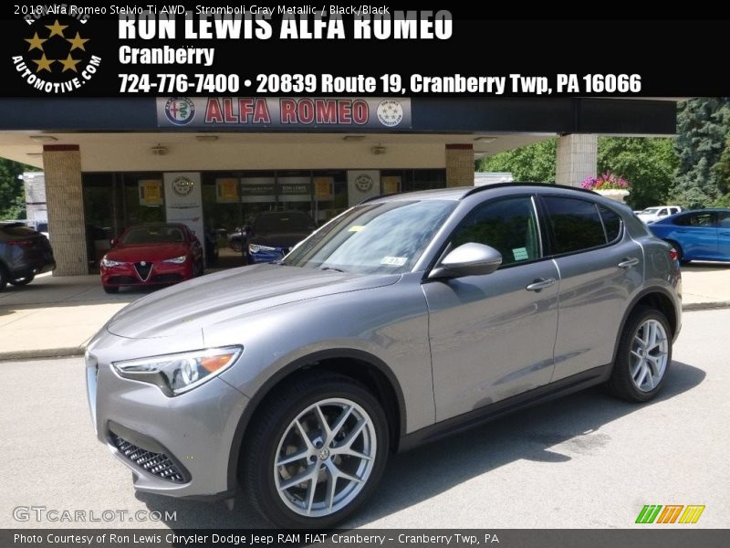 Stromboli Gray Metallic / Black/Black 2018 Alfa Romeo Stelvio Ti AWD