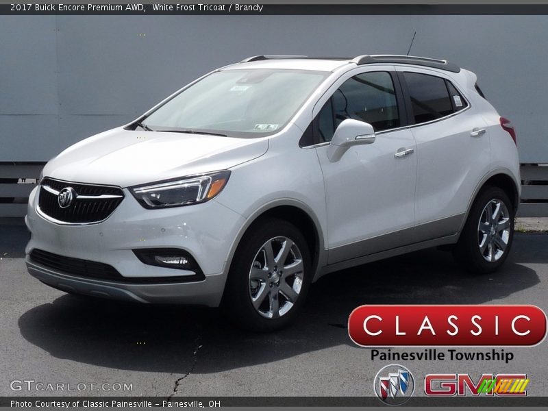 White Frost Tricoat / Brandy 2017 Buick Encore Premium AWD
