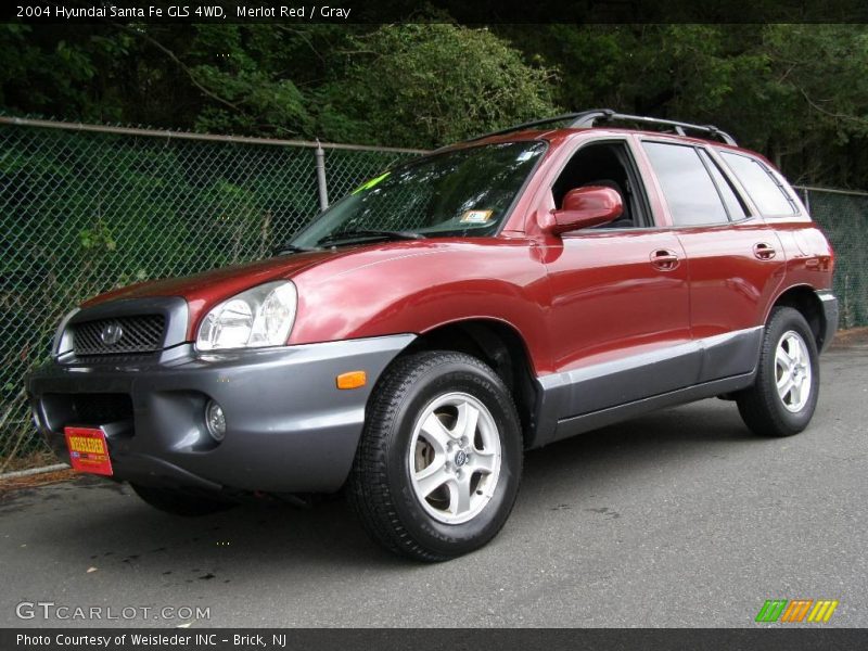 Merlot Red / Gray 2004 Hyundai Santa Fe GLS 4WD