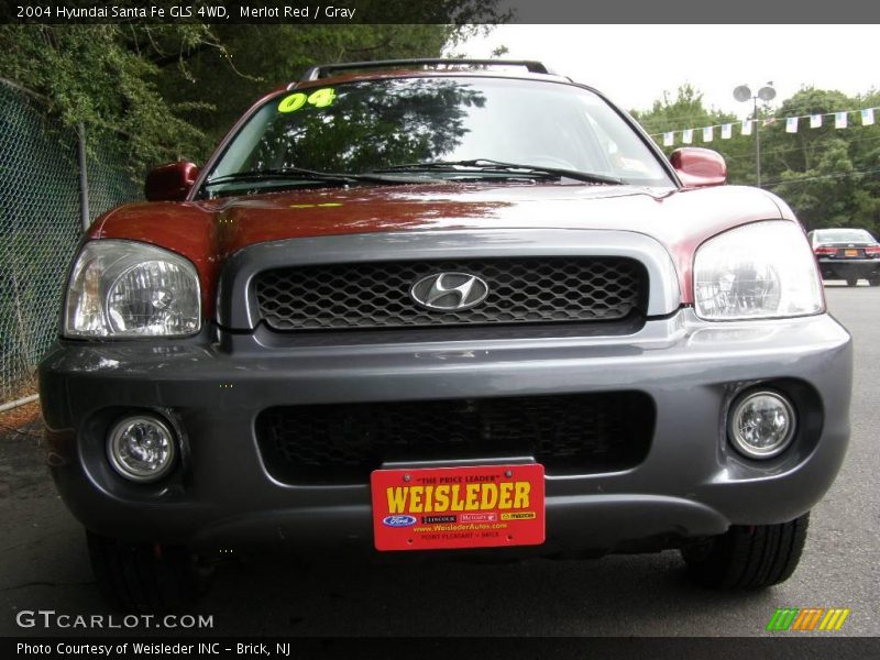 Merlot Red / Gray 2004 Hyundai Santa Fe GLS 4WD