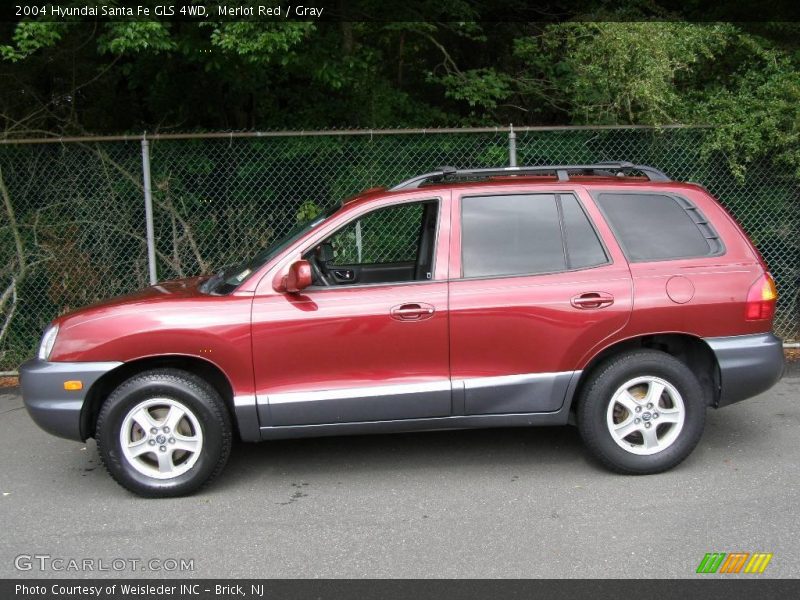 Merlot Red / Gray 2004 Hyundai Santa Fe GLS 4WD