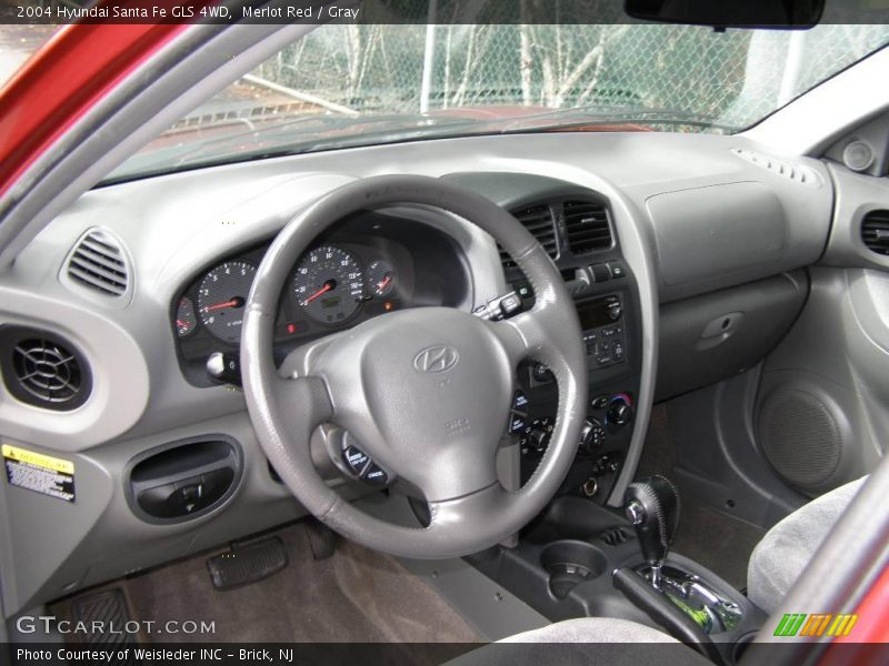 Merlot Red / Gray 2004 Hyundai Santa Fe GLS 4WD