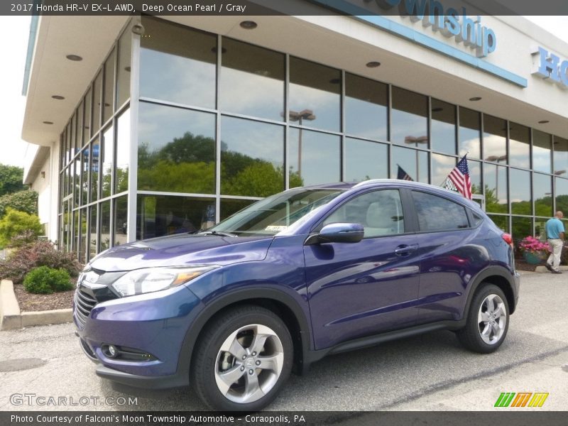 Deep Ocean Pearl / Gray 2017 Honda HR-V EX-L AWD