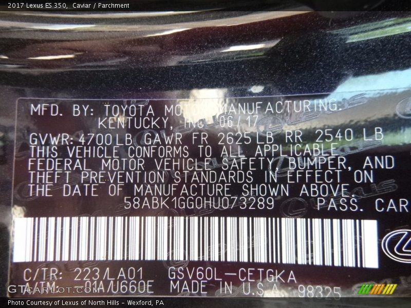 Caviar / Parchment 2017 Lexus ES 350