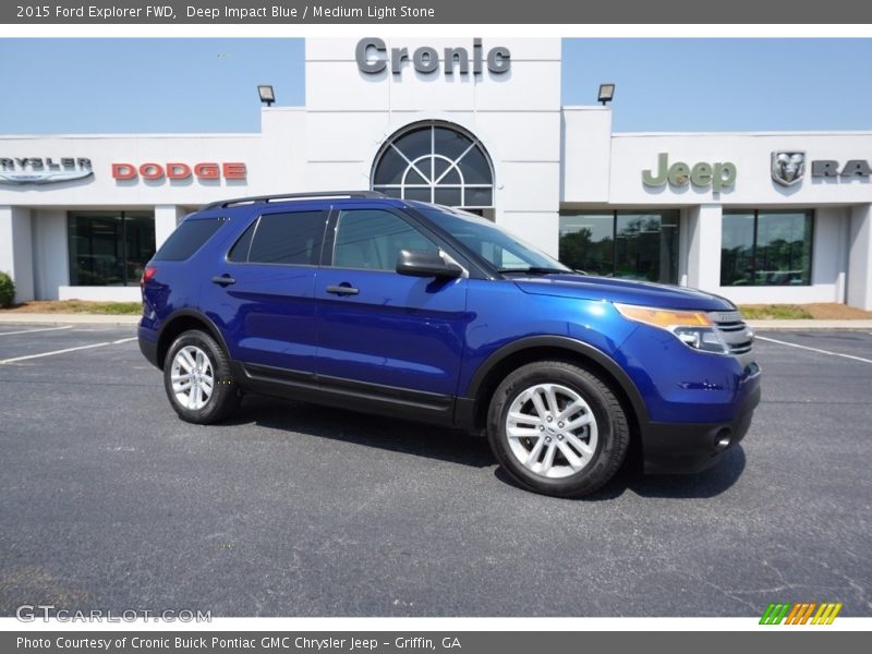 Deep Impact Blue / Medium Light Stone 2015 Ford Explorer FWD