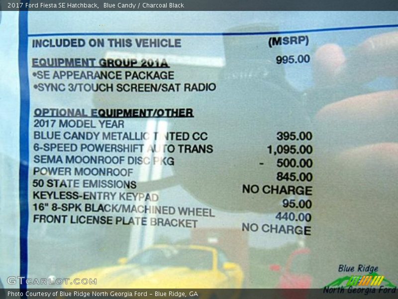 Blue Candy / Charcoal Black 2017 Ford Fiesta SE Hatchback