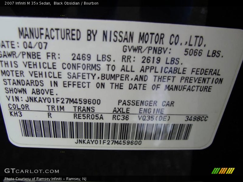 Black Obsidian / Bourbon 2007 Infiniti M 35x Sedan