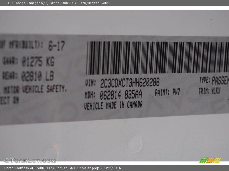 White Knuckle / Black/Brazen Gold 2017 Dodge Charger R/T