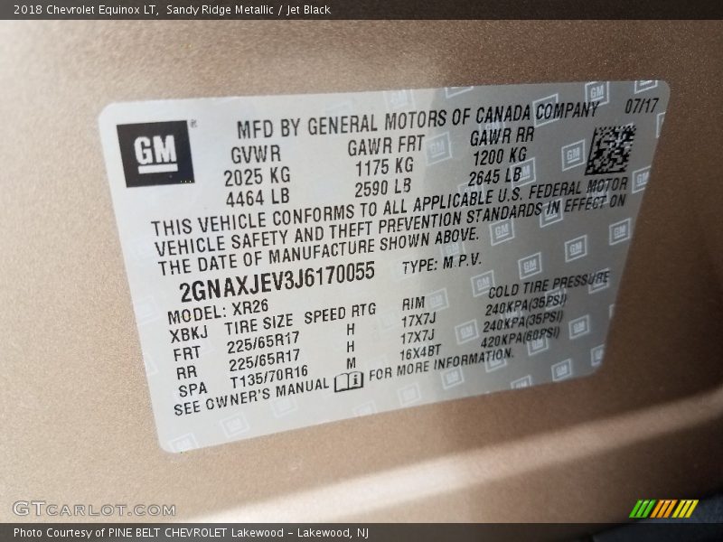 Sandy Ridge Metallic / Jet Black 2018 Chevrolet Equinox LT