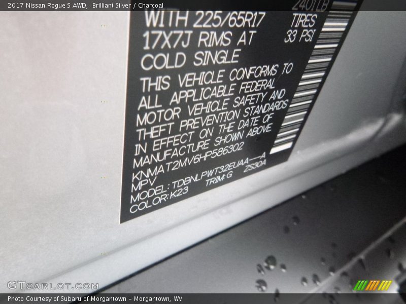 Brilliant Silver / Charcoal 2017 Nissan Rogue S AWD