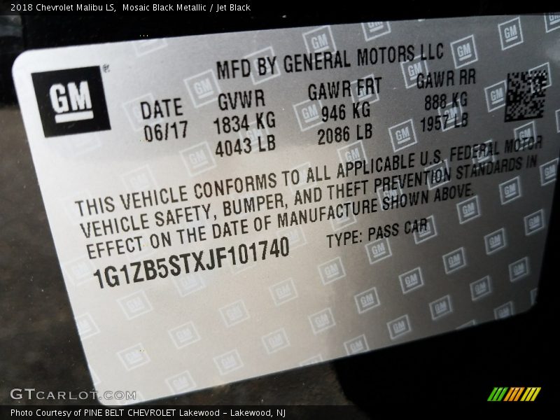 Mosaic Black Metallic / Jet Black 2018 Chevrolet Malibu LS