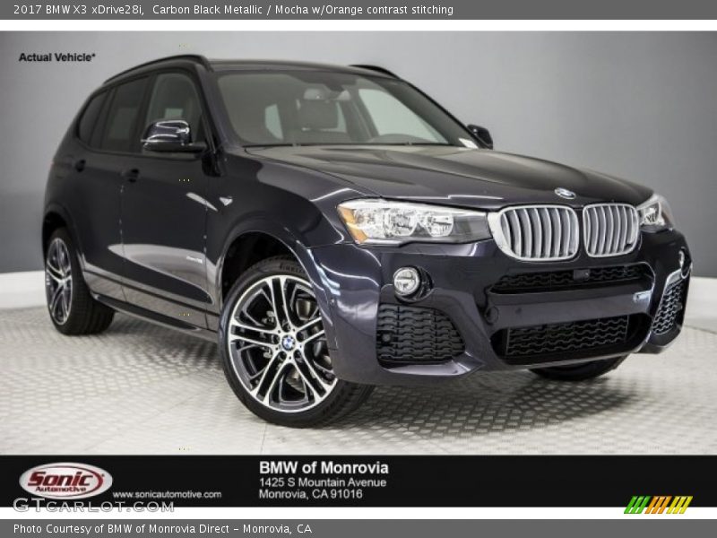 Carbon Black Metallic / Mocha w/Orange contrast stitching 2017 BMW X3 xDrive28i