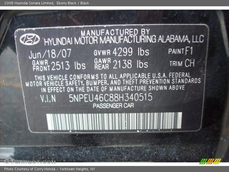 Ebony Black / Black 2008 Hyundai Sonata Limited