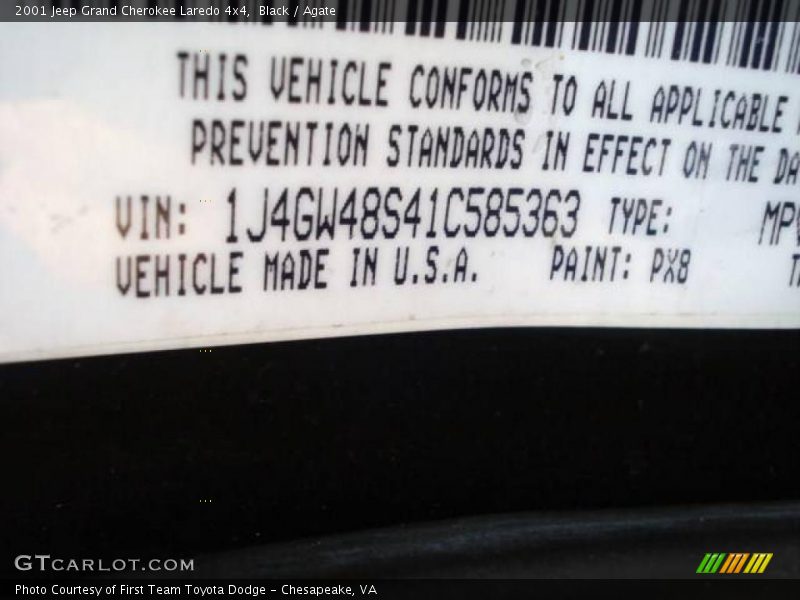 Black / Agate 2001 Jeep Grand Cherokee Laredo 4x4