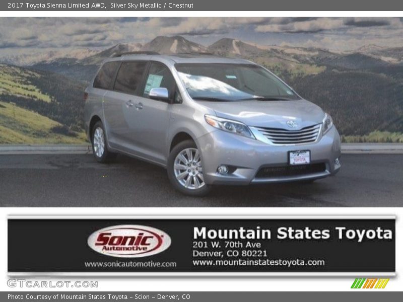 Silver Sky Metallic / Chestnut 2017 Toyota Sienna Limited AWD