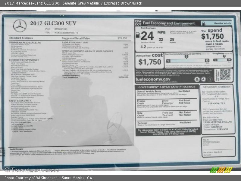 Selenite Grey Metallic / Espresso Brown/Black 2017 Mercedes-Benz GLC 300