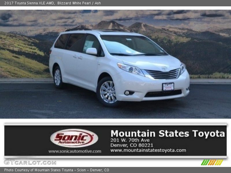 Blizzard White Pearl / Ash 2017 Toyota Sienna XLE AWD