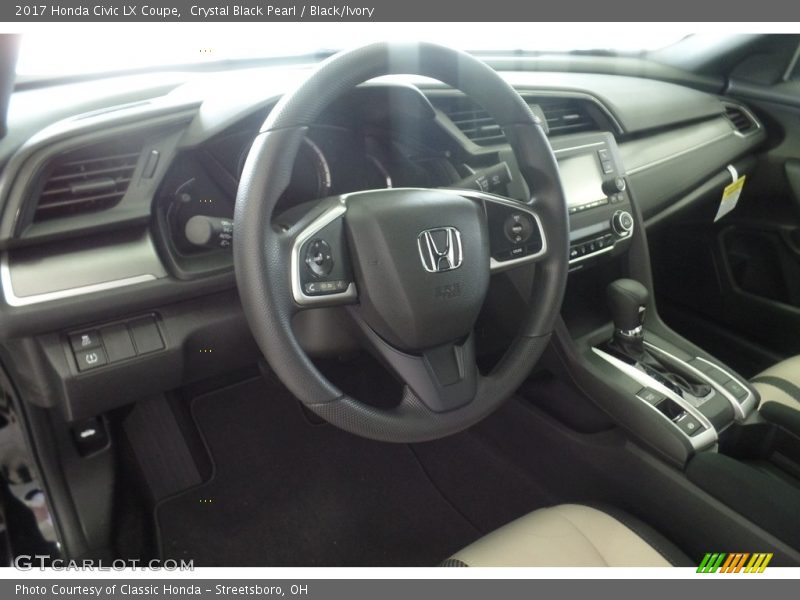 Crystal Black Pearl / Black/Ivory 2017 Honda Civic LX Coupe