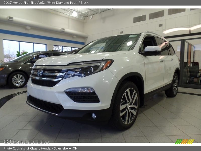 White Diamond Pearl / Black 2017 Honda Pilot Elite AWD