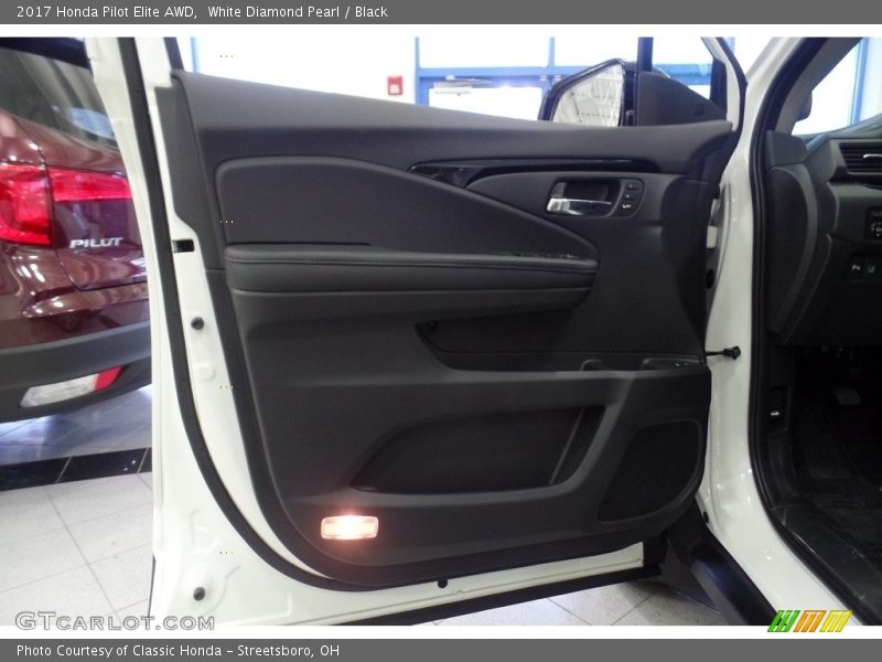White Diamond Pearl / Black 2017 Honda Pilot Elite AWD