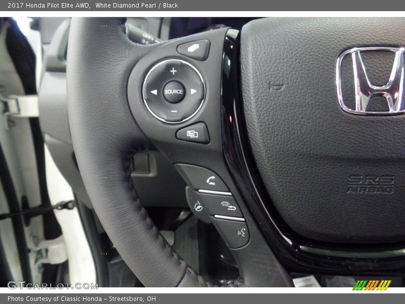 White Diamond Pearl / Black 2017 Honda Pilot Elite AWD