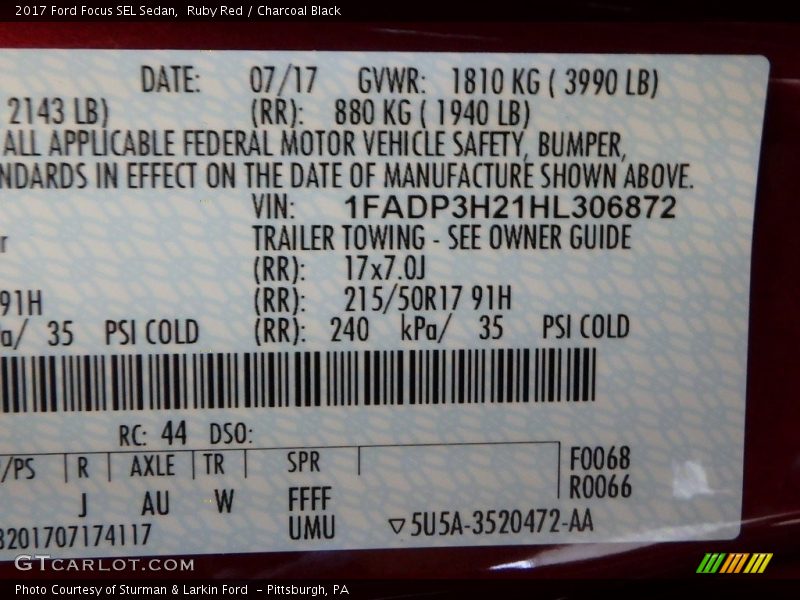 Ruby Red / Charcoal Black 2017 Ford Focus SEL Sedan