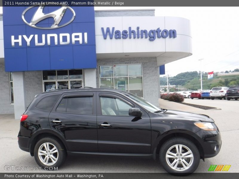 Phantom Black Metallic / Beige 2011 Hyundai Santa Fe Limited AWD