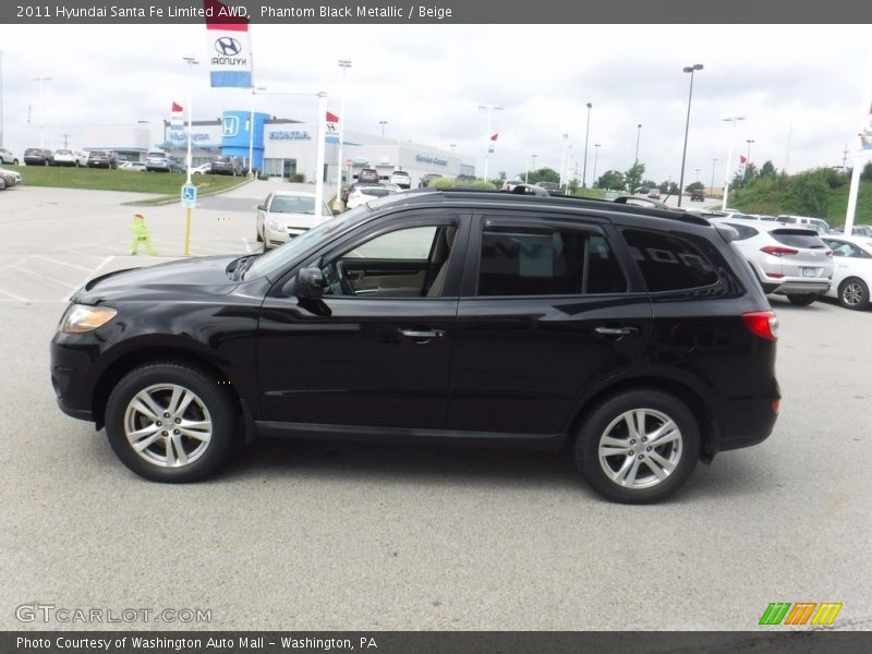 Phantom Black Metallic / Beige 2011 Hyundai Santa Fe Limited AWD