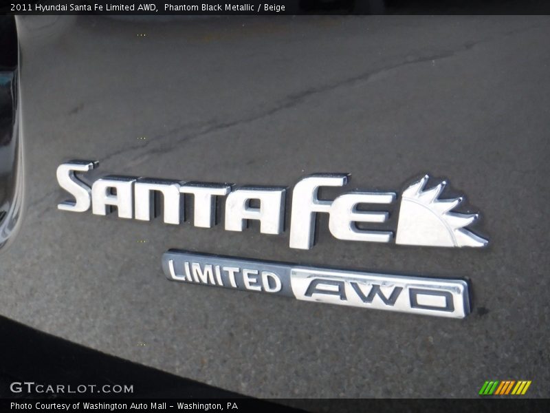 Phantom Black Metallic / Beige 2011 Hyundai Santa Fe Limited AWD