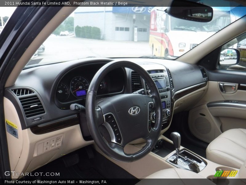 Phantom Black Metallic / Beige 2011 Hyundai Santa Fe Limited AWD