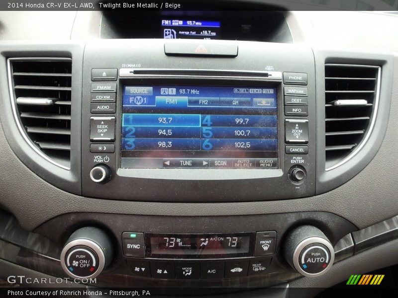 Twilight Blue Metallic / Beige 2014 Honda CR-V EX-L AWD