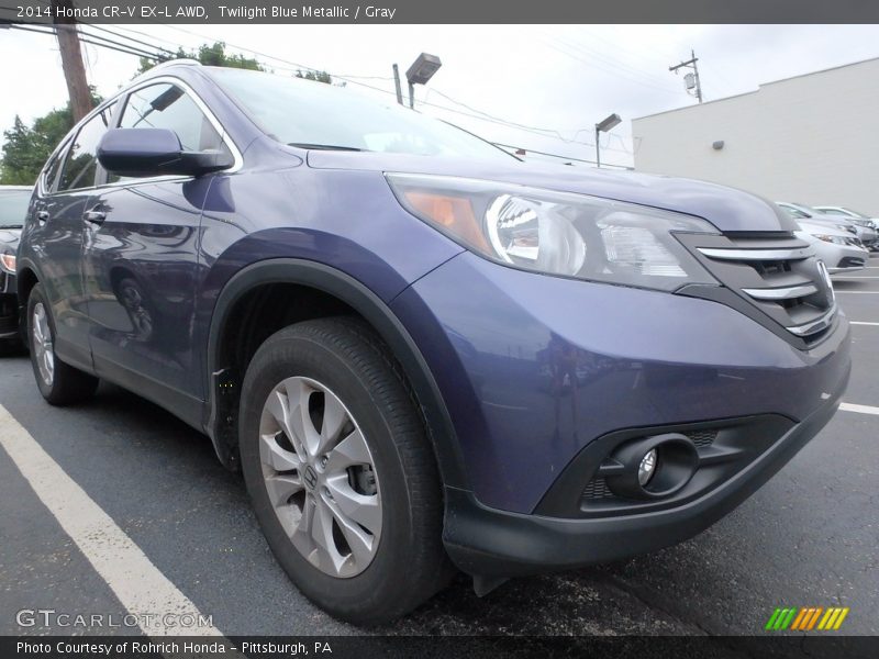 Twilight Blue Metallic / Gray 2014 Honda CR-V EX-L AWD