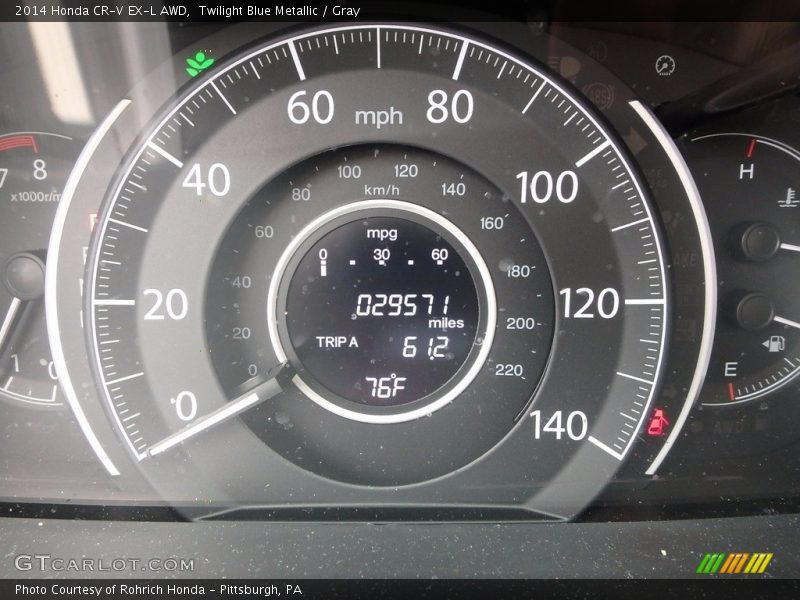 Twilight Blue Metallic / Gray 2014 Honda CR-V EX-L AWD