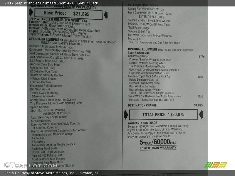 Gobi / Black 2017 Jeep Wrangler Unlimited Sport 4x4