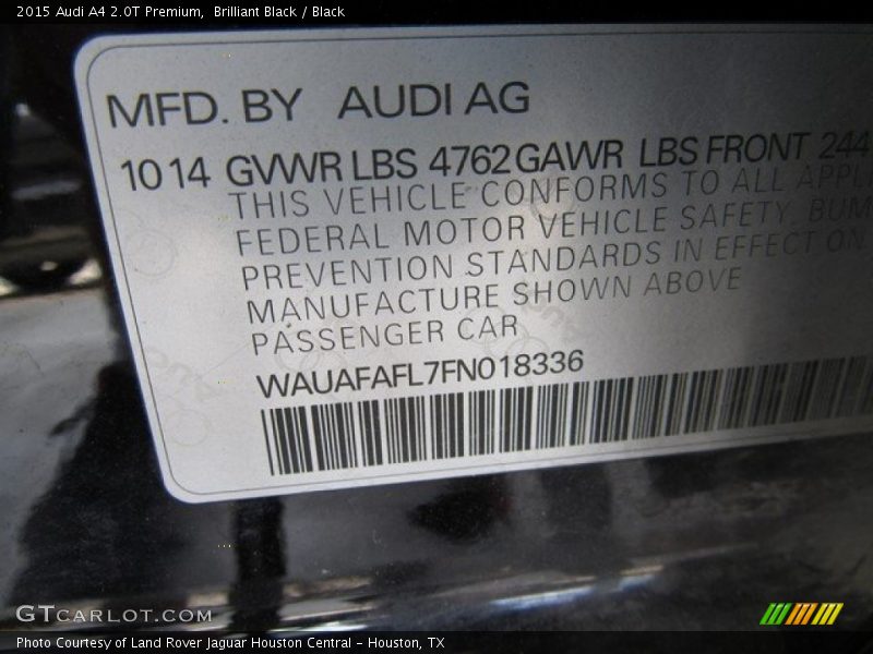 Brilliant Black / Black 2015 Audi A4 2.0T Premium