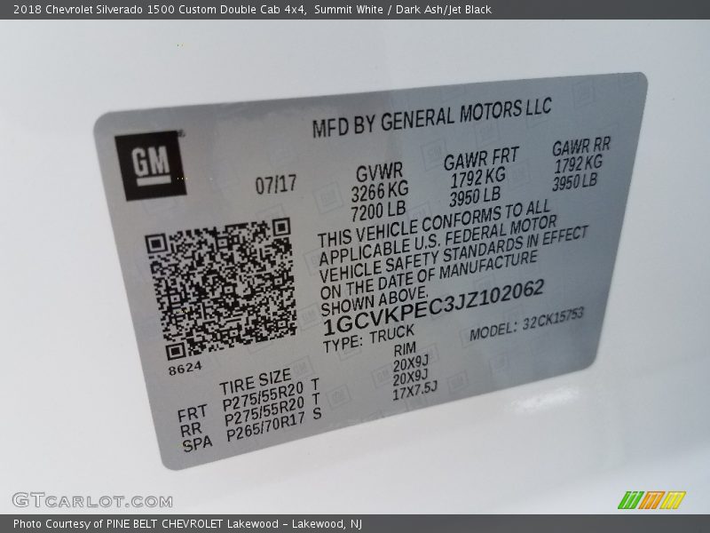 Summit White / Dark Ash/Jet Black 2018 Chevrolet Silverado 1500 Custom Double Cab 4x4