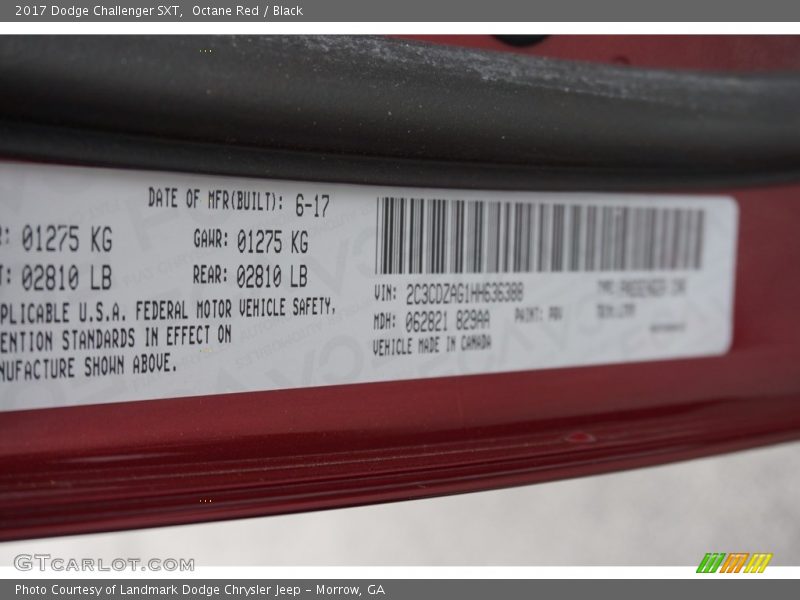 Octane Red / Black 2017 Dodge Challenger SXT