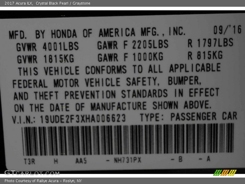Crystal Black Pearl / Graystone 2017 Acura ILX